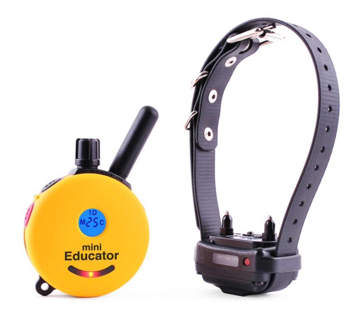 yellow mini educator ecollar remote / transmitter as well as the collar