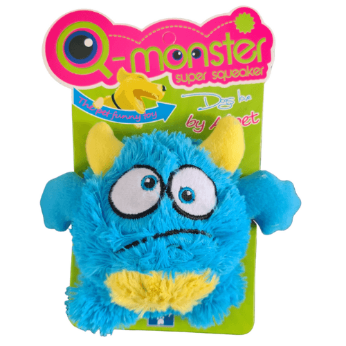 A blue Anything Pets Goopaw Monster stuffed animal with big eyes.