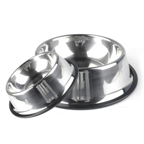 stack of stainless pet food and water bowls from anything pets