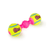 Two GoDog Retrieval GoBone Small tennis balls in yellow and pink colors on a white background from Anything Pets.